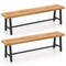 63 Inch Acacia Patio Wood Outdoor Backless Bench with Metal Frame Ideal for Patio Seating